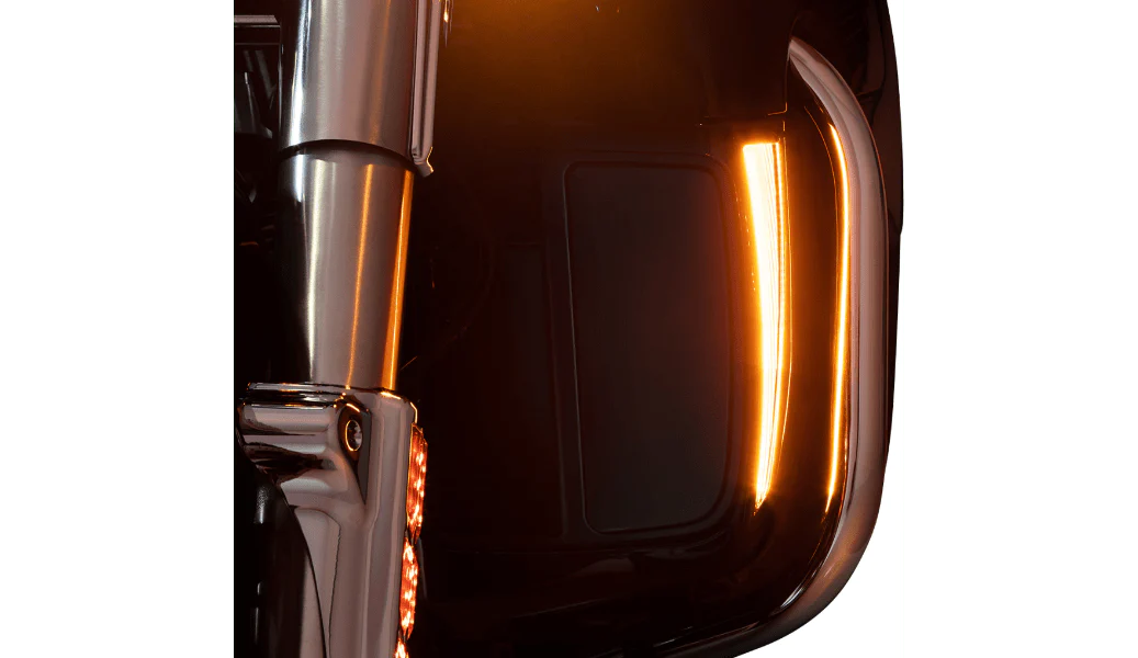 Ciro Fang Lower Fairing Lights Black Pair Set LED Amber Harley