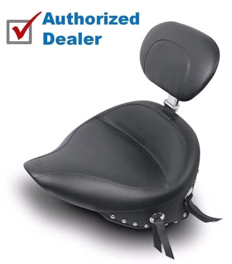 Mustang Wide Solo Seat w/ Driver Backrest Chrome Studded 2005-2017