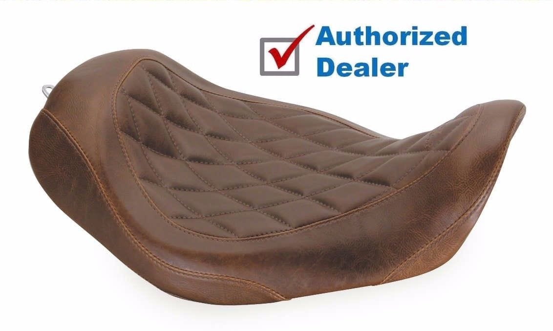 Mustang Wide Tripper Solo Seat Distressed Brown Diamond Pattern Harley  Touring