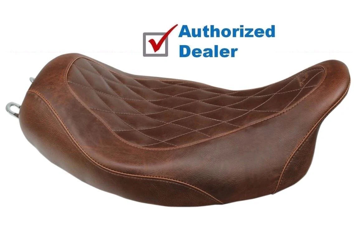 Mustang Wide Tripper Solo Seat Distressed Brown Diamond Pattern Harley  Touring