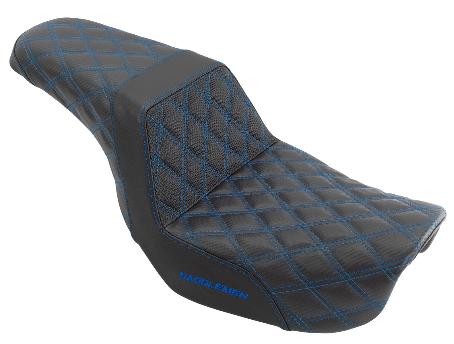 Saddlemen Blue Step 2 Up Lattice Diamond Stitch Seat Harley 06-17 Dyna FXD  FLD