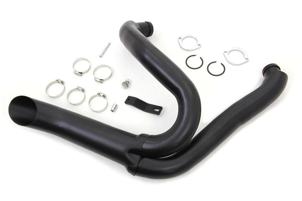 Black Wyatt Gatling 2 into 1 Exhaust Lake Pipe Header Kit Harley Chopper  18mm O2