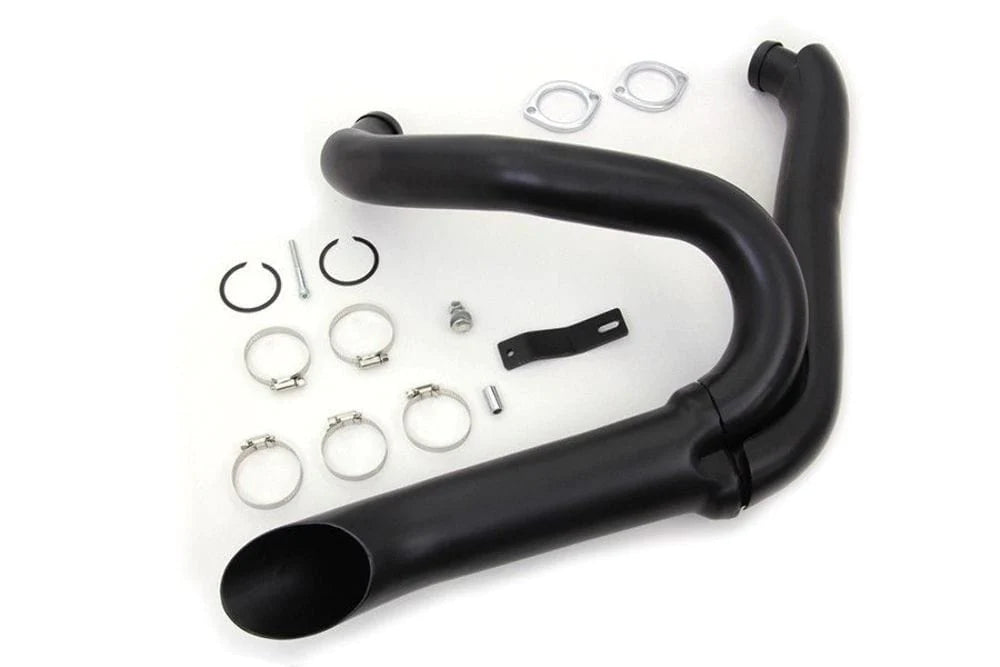 Black Wyatt Gatling 2 into 1 Exhaust Lake Pipe Header Kit Harley Chopper  18mm O2