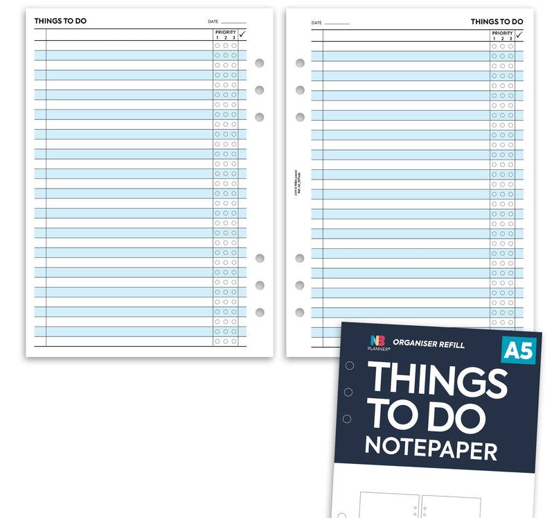 A5 size Things to do notepaper organiser refill
