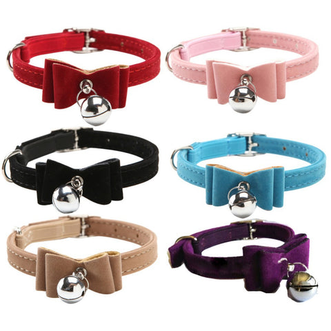 Adorable Cat Collar with Velvet Bow Tie and Bell ...