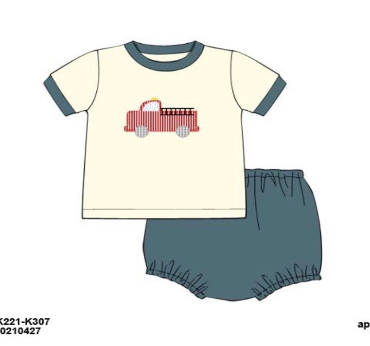 Tractor/Combine Knit Diaper Set Girls