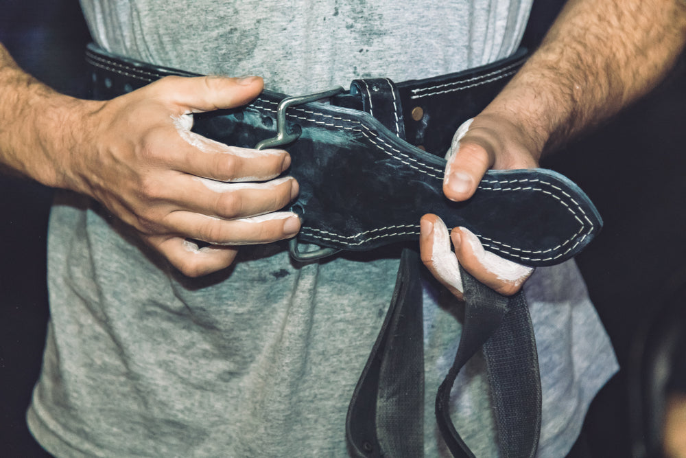 Leather weightlifting belt