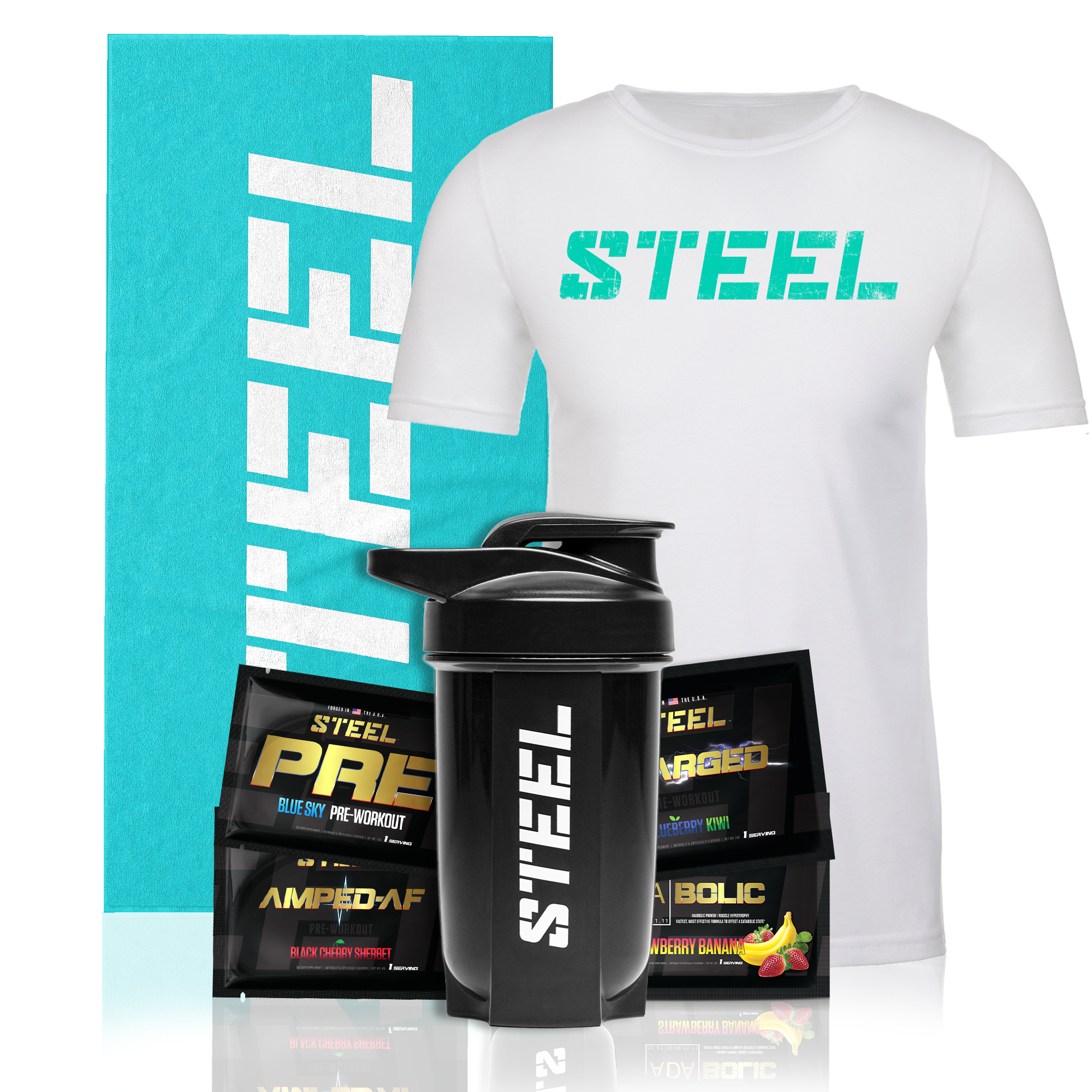 Pre-Workout Bundle with Sweat Mop - Steel Supplements