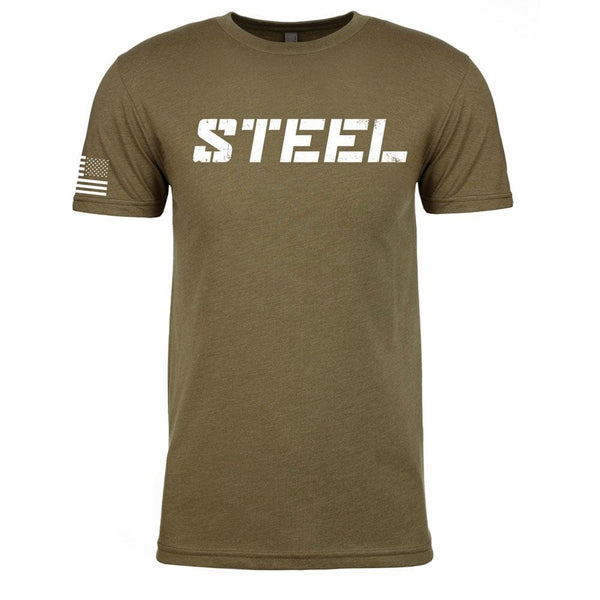 STEEL Military Green w/ Stars & Stripes Performance T-Shirt - Steel ...