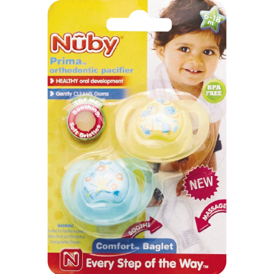 Nuby Baby Pacifier with Massaging Bristles, 0-6 Months Comfort W/ Pacifier  Wipes