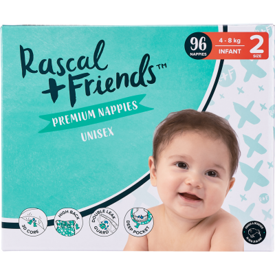 Rascal + Friends Nappies, Crawler, Size 3, 6-11kg, 44pk 