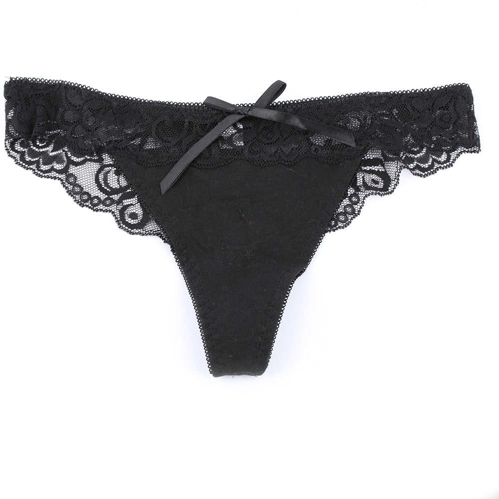 1pc High Quality Fashion Sexy Lady Thongs Lace Cotton Floral Sheer Und