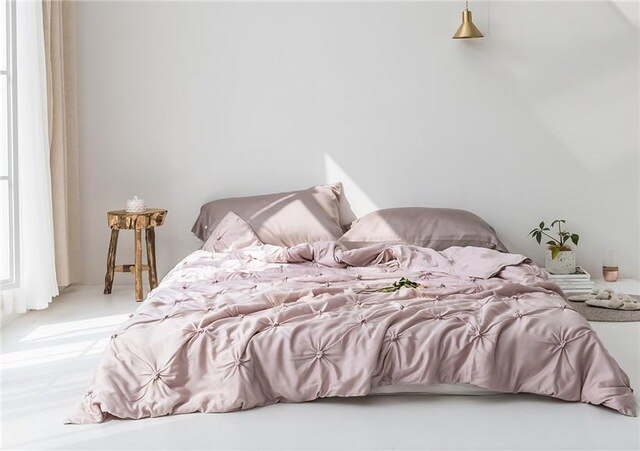 Handmade Pinch Pleat Summer Comforter Set Tencel Ultra Soft Twin Queen