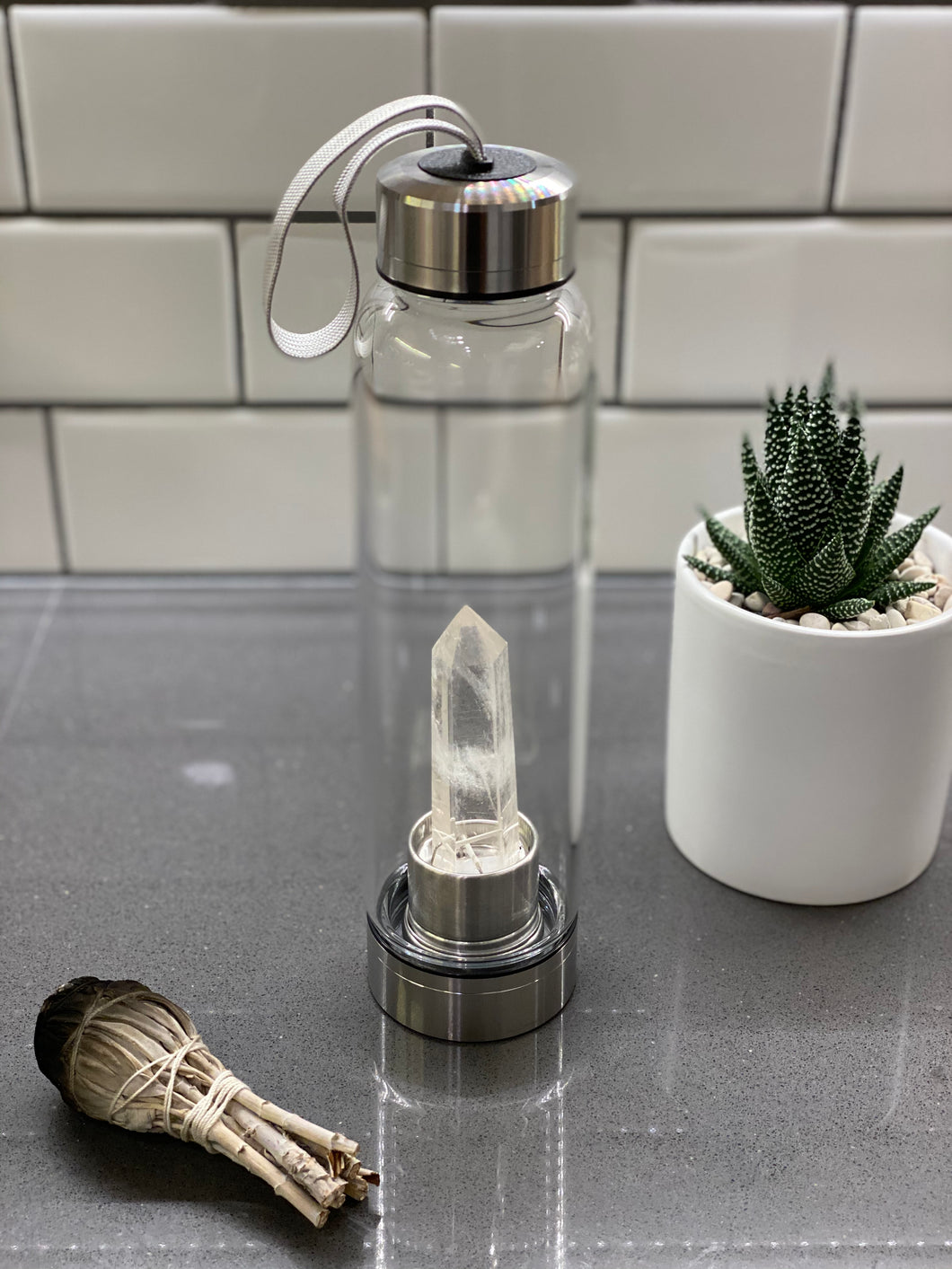 Clear Quartz Crystal Water Bottle SAOI