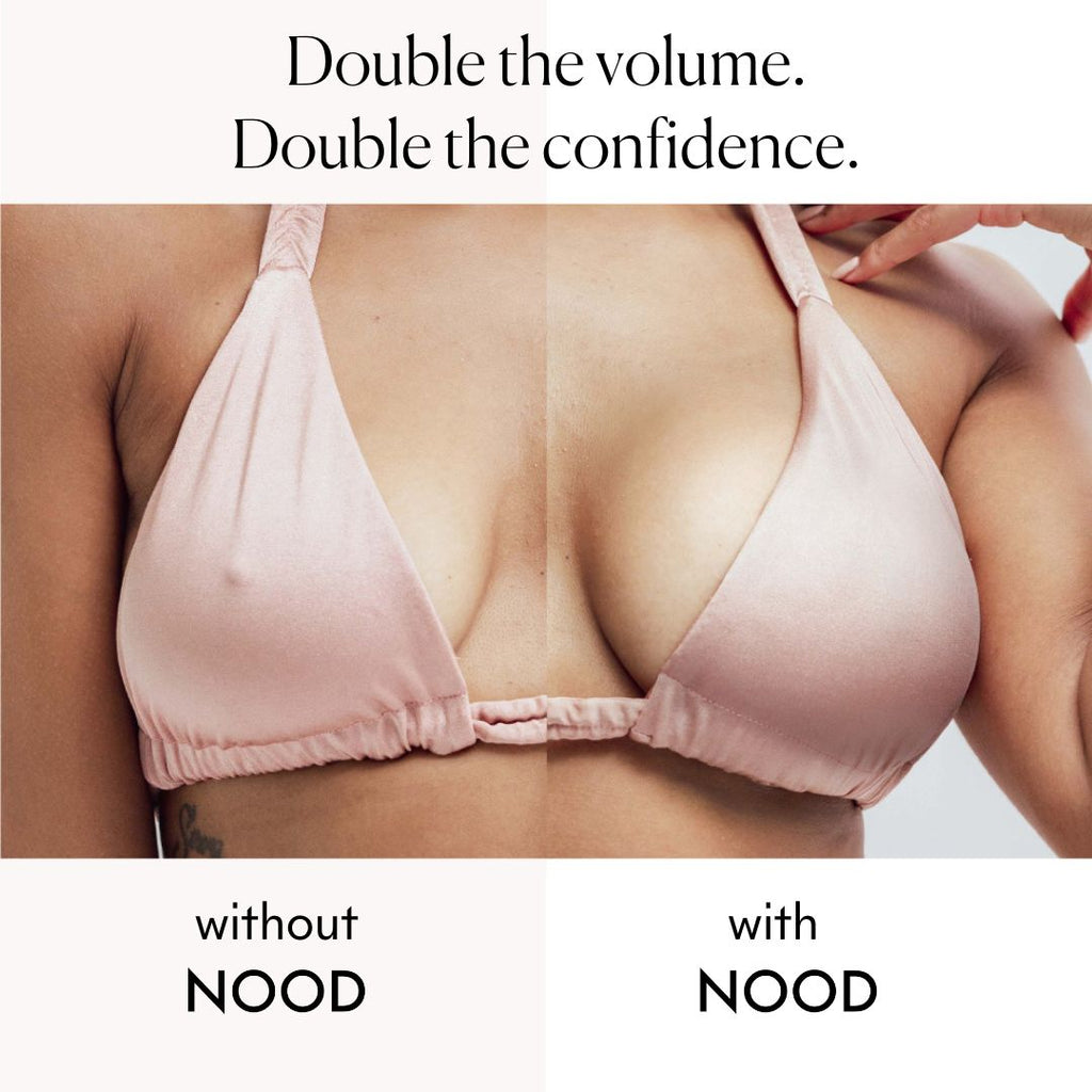 NOOD Double Up Triangle pads are extra padded, instantly boosting 2-cup sizes. Adhesive on both sides keeps them securely in place. No sewing is required, just wear them with any structured top!