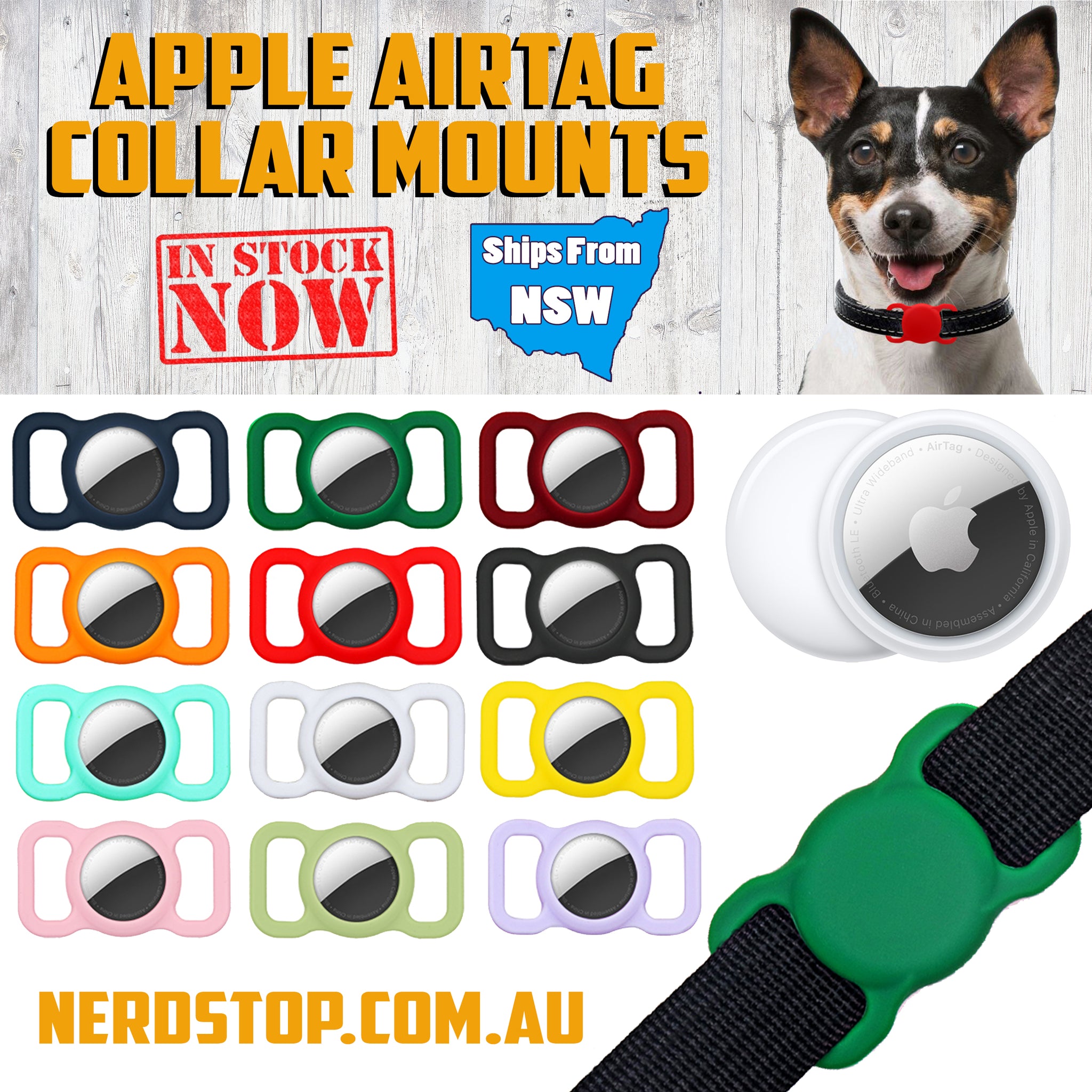 Apple AirTag Tracker Silicone Dog Collar Holder Nerd Stop