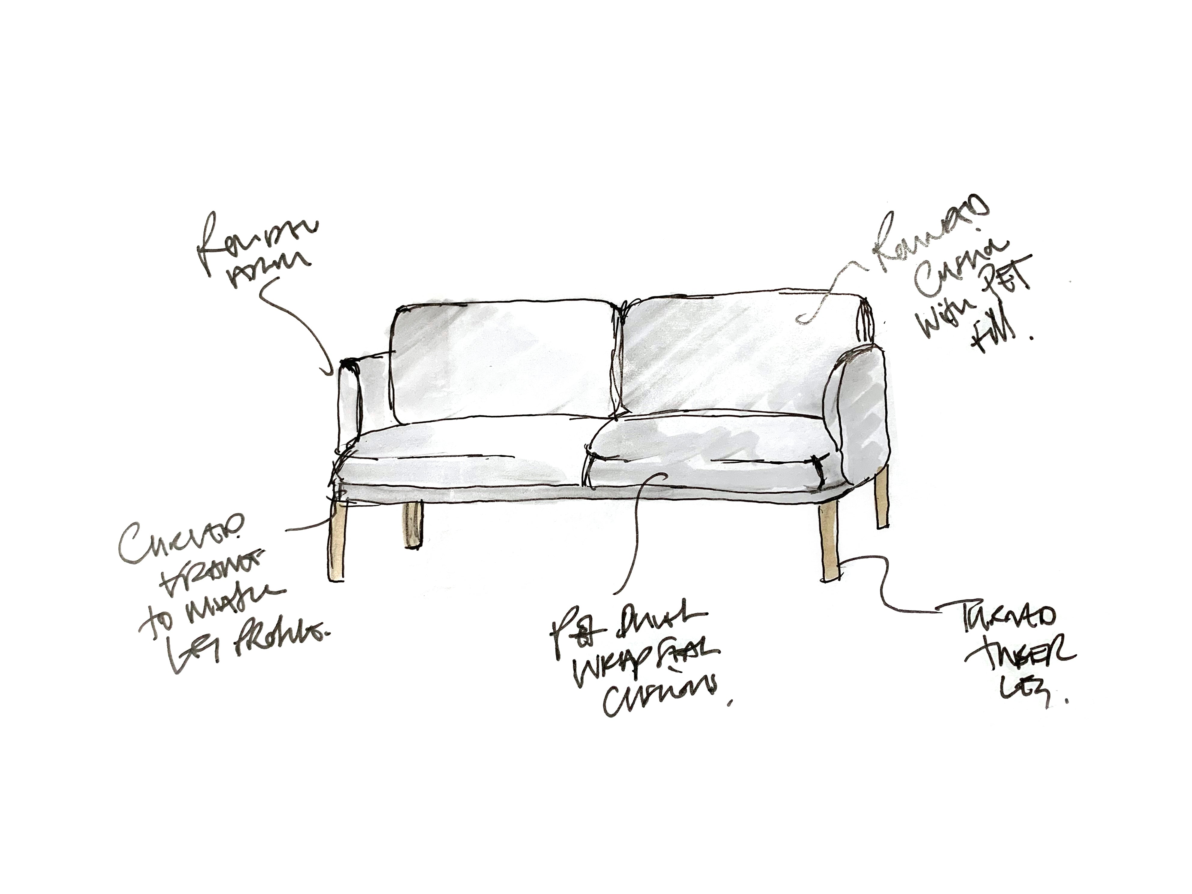 Sketch of Eva's All Day Sofa