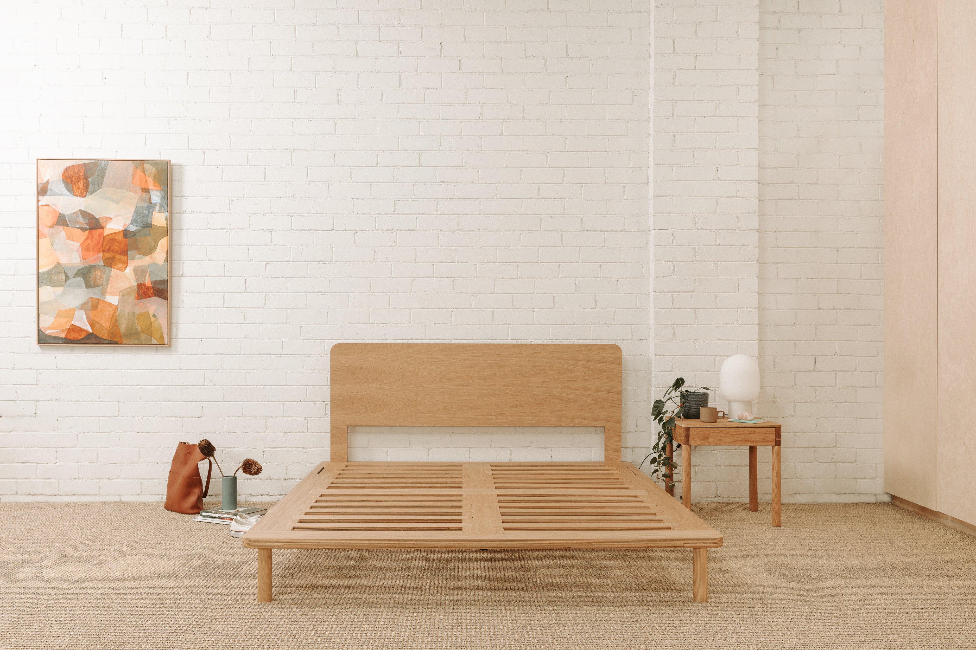 Eva Timber Bed Frame flat slats minimalist design
