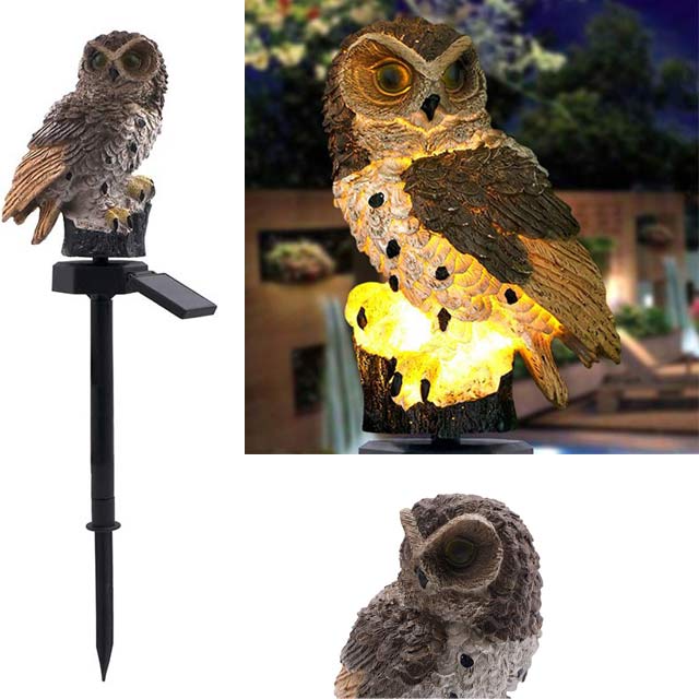 brown owl solar LED garden lights