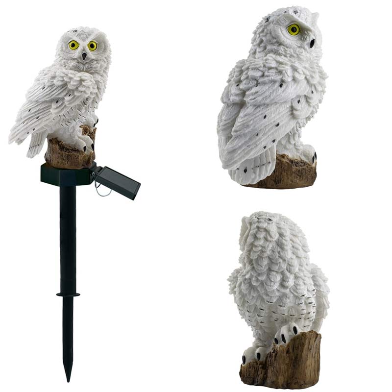 white owl solar garden light