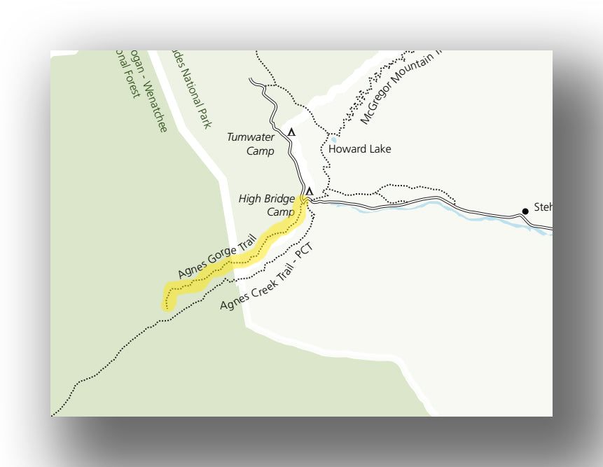 Agnes Gorge Trail map in Lake Chelan