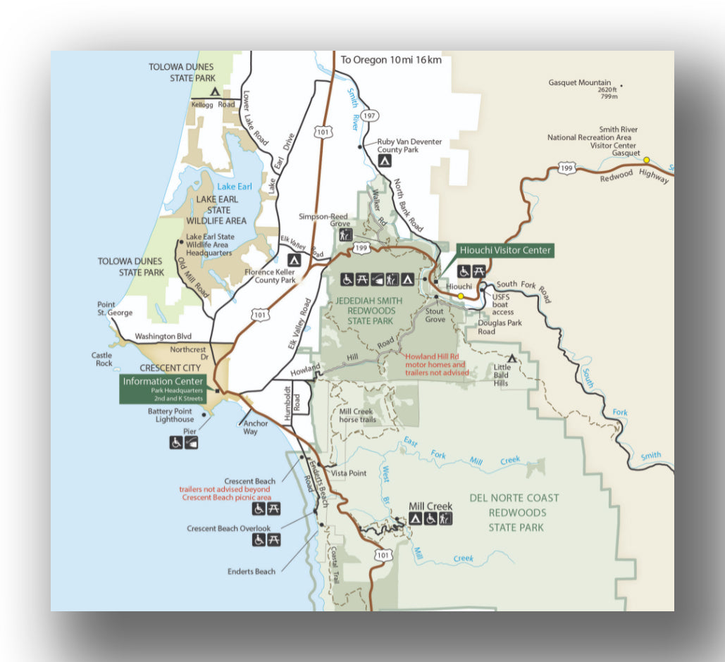 Jedediah Smith Redwoods State Park map