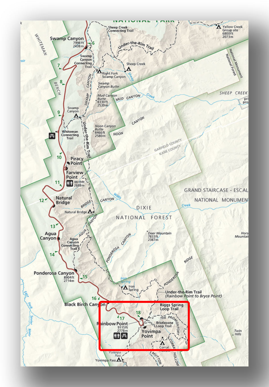 Bristlecone Loop Trail parking area map