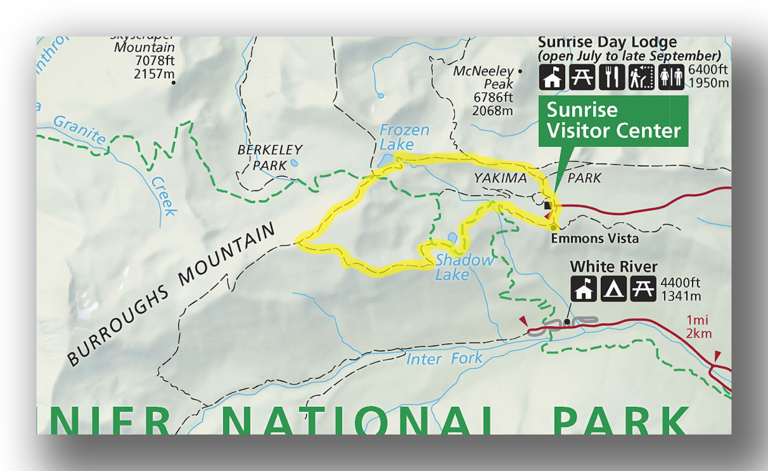 Burroughs Mountain Trail map