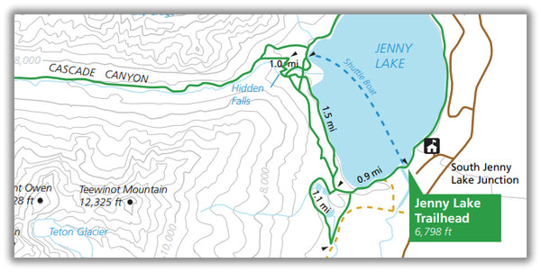 Cascade Canyon and Lower Inspiration Point Hiking Map