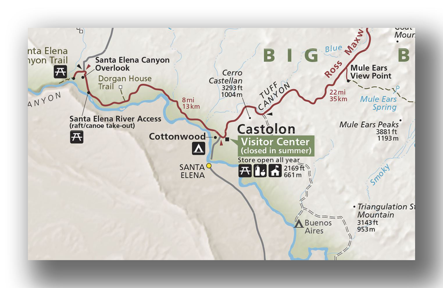 Castolon area map in Big Bend National Park