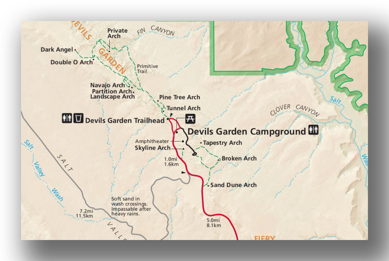 Devils Garden Area map in Arches National Park