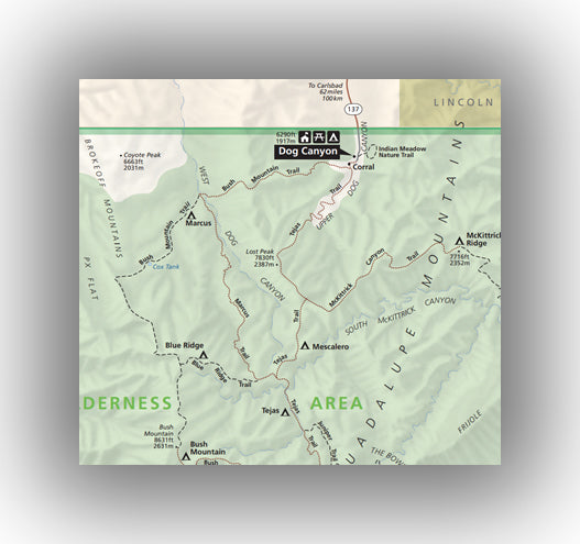 Dog Canyon map in Guadalupe Mountains National Park