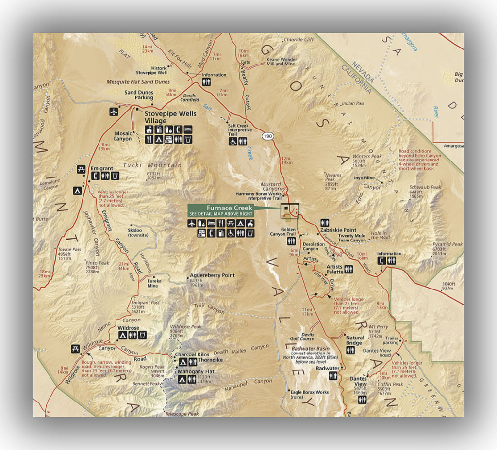 Furnace Creek Map in Death Valley National Park