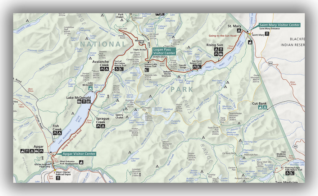 going to the sun road map from glacier national park