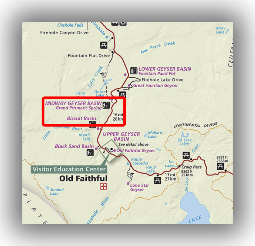 grand prismatic overlook trail map in Yellowstone National Park