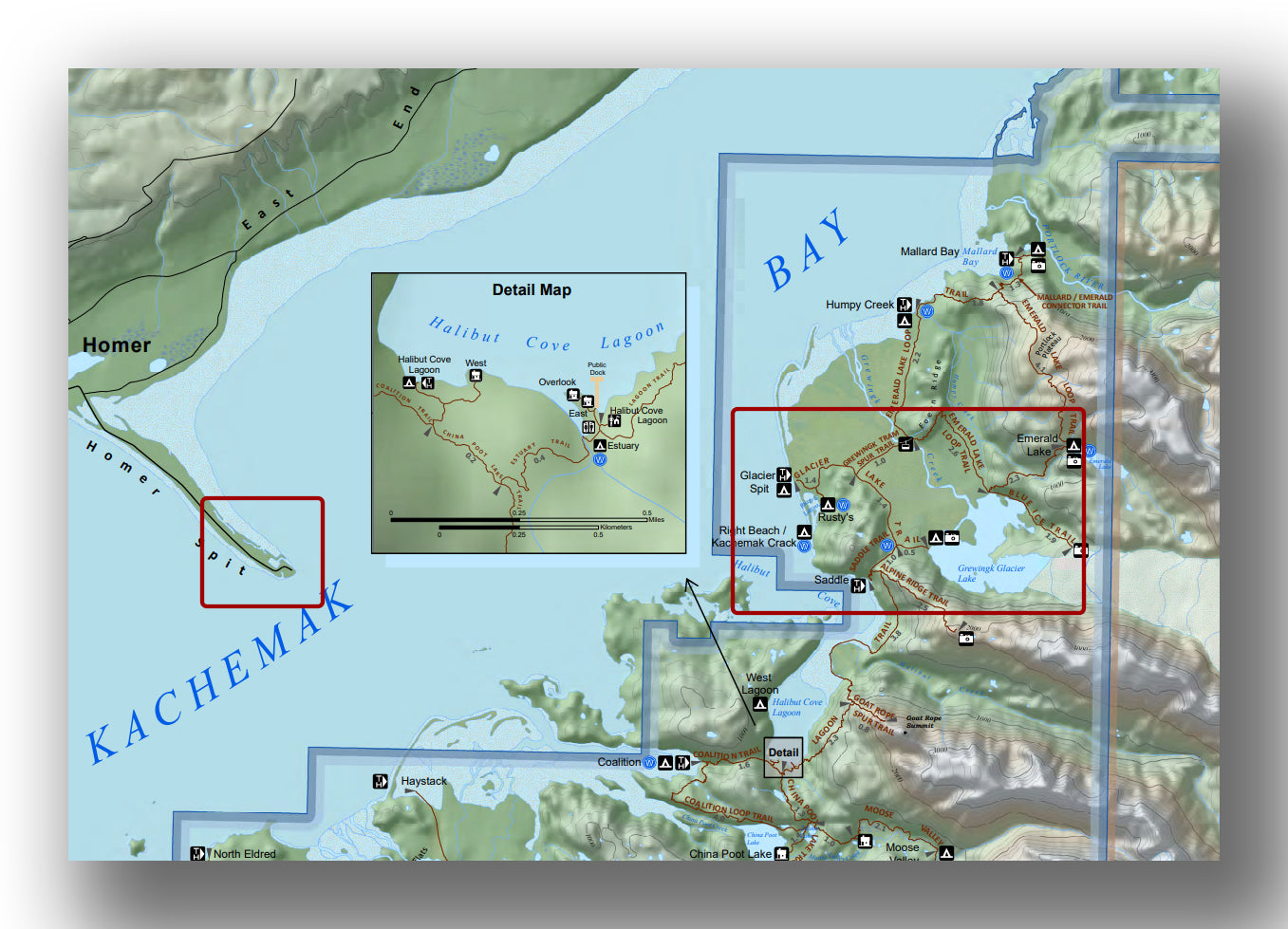 grewingk glacier trail map in kachemak bay state park