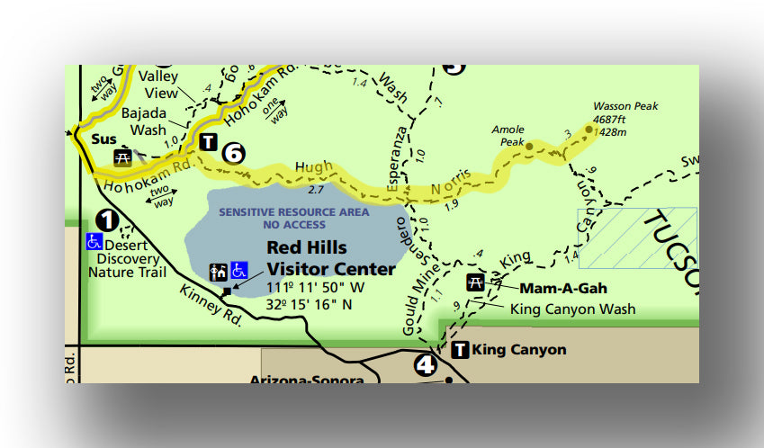 Hugh Norris Trail map in Saguaro National Park