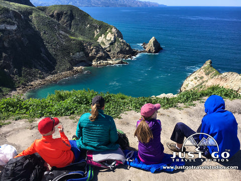 Eating lunch while overlooking Potato Harbor on Santa Cruz Island on Channel Islands National Park