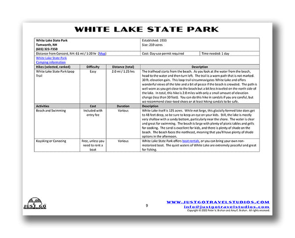 White Lake State Park Itinerary