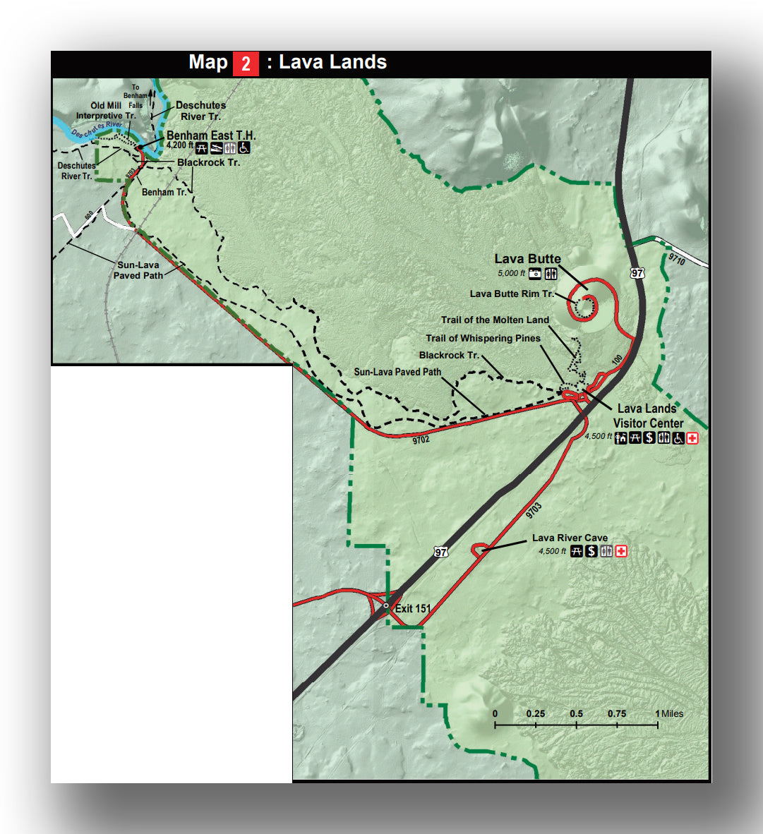Lava lands area map Newberry Volcanic National Monument