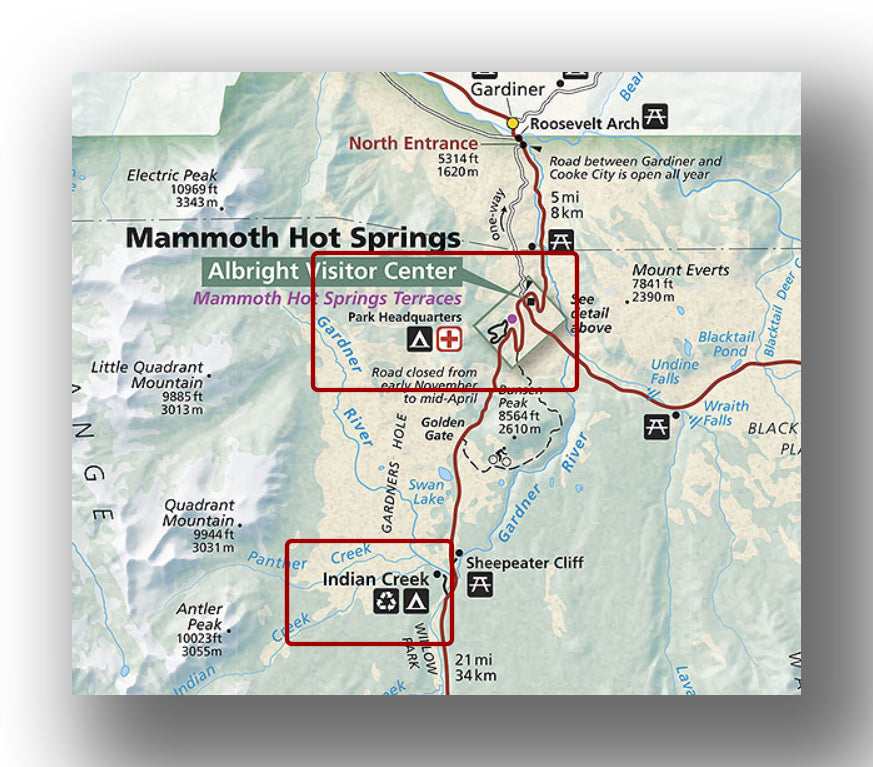 mammoth hot springs camping areas map