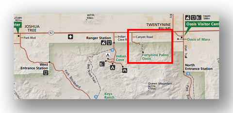 Map of the Fortynine Palms Oasis Trailhead