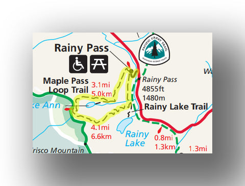 Trail route for the Maple Pass Loop