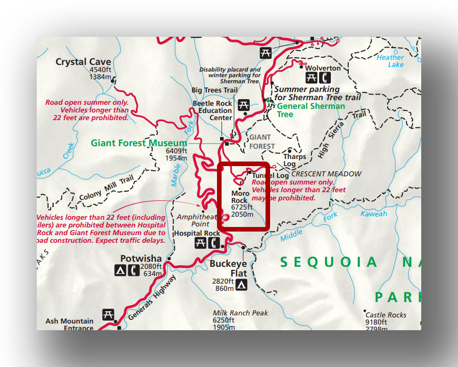 Moro Rock hiking map