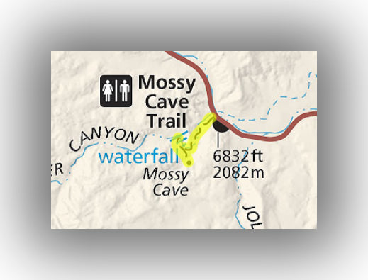 Mossy Cave Trail Map in Bryce Canyon National Park
