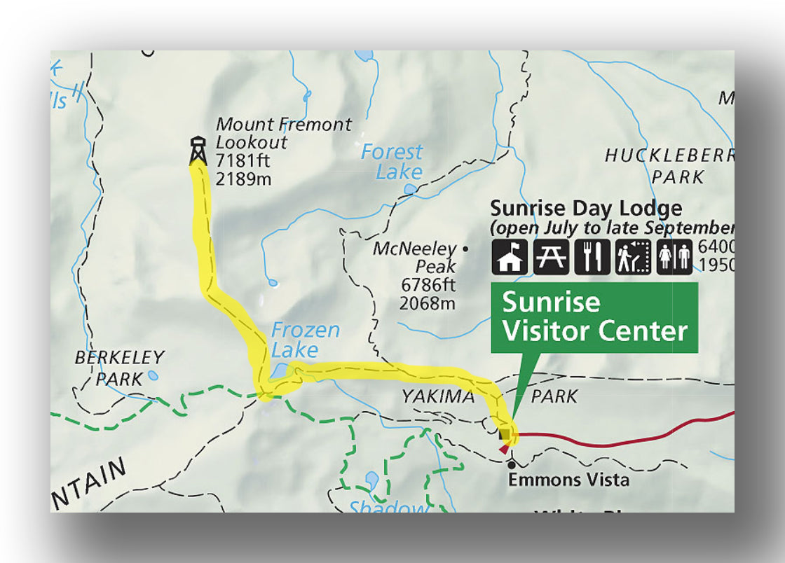 Mount Fremont Lookout Trail in Mount Rainier map