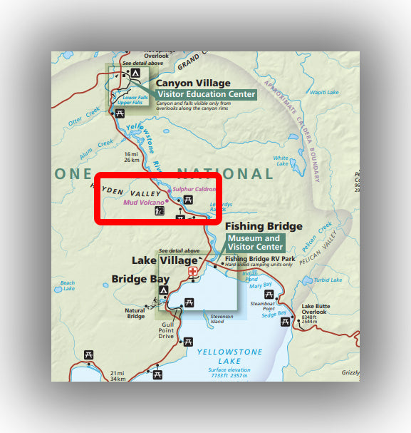 mud volcano trail map in Yellowstone national park