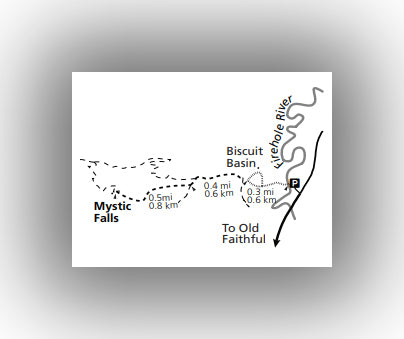 Mystic falls trail map in Yellowstone national park