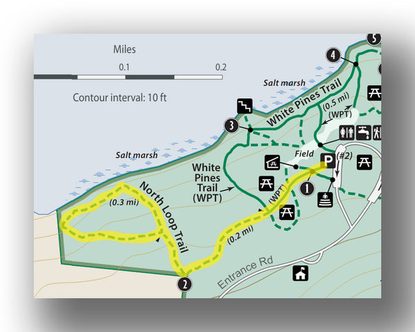 north loop trail map in wolfe's neck woods state park
