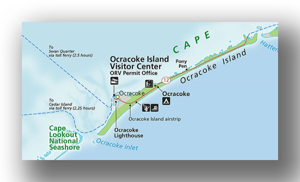 Cape Hatteras National Seashore okracoke island map